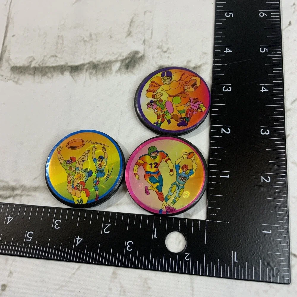 Pogs Lot Of 3 Slammers Vintage 90's Milk Caps Sports Themed Retro Football #10